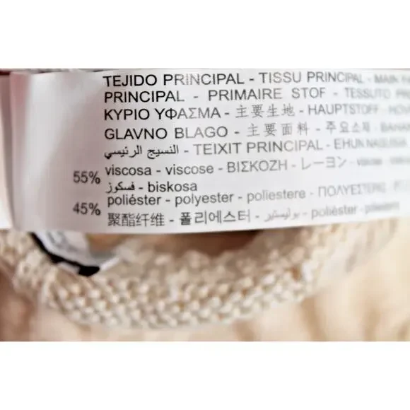 Zara Sweater Arm Warmer Cable Knit Turtleneck Womens size M Cream - Picture 6 of 8